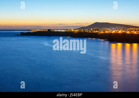 Beautiful sunset over Playa Blanca in Lanzarote Stock Photo