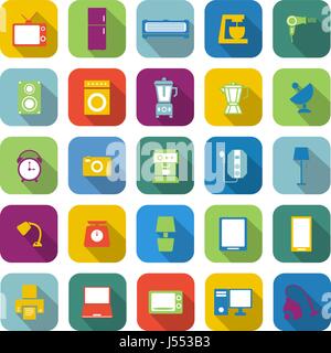 Household color icons with long shadow, stock vector Stock Vector