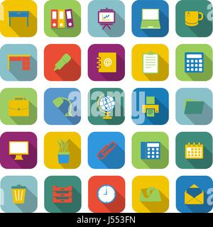 Workspace color icons with long shadow, stock vector Stock Vector