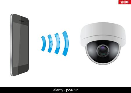 Wireless Controlling CCTV security camera Stock Vector