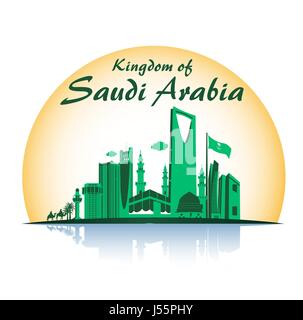 Kingdom of Saudi Arabia Famous Buildings Vector Background. Editable Vector Illustration Stock Vector