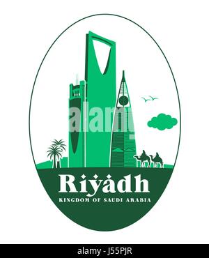 City of Riyadh Saudi Arabia Famous Buildings Vector Design. Editable Vector Illustration Stock Vector