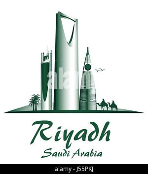 City of Riyadh Saudi Arabia Famous Buildings Vector Design. Editable Vector Illustration Stock Vector