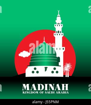 City of Madinah Saudi Arabia Famous Buildings Vector Design. Editable Vector Illustration Stock Vector