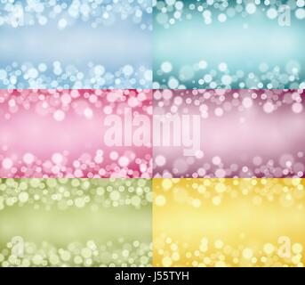 Multicolors Defocused lights backgrounds collection. Set of template from vector bokeh backgrouns. Stock Vector
