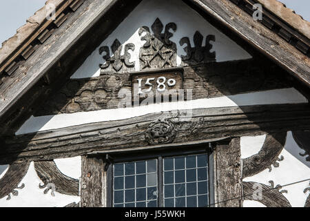 detail, Bishop Percy's House, Cartway, Bridgnorth, c.1580 The finest timber framed house in Bridgnorth, at the foot of Cartway Stock Photo
