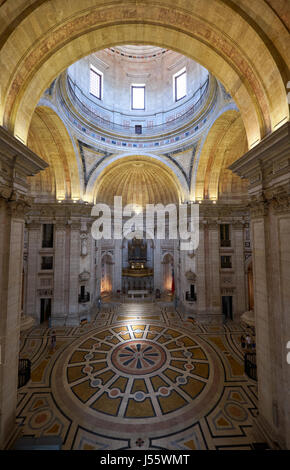 LISBON, PORTUGAL - JUNE 25, 2016: The view down along the central nave of Church of Santa Engracia (now National Pantheon) with pipe baroque organ in  Stock Photo