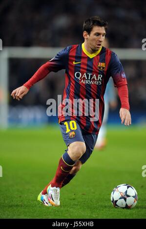 LIONEL MESSI BARCELONA FC ETIHAD STADIUM MANCHESTER ENGLAND 18 February 2014 Stock Photo