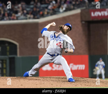 San Francisco, California, USA. 16th May, 2017. Los Angeles Dodgers relief pitcher Josh Fields (46) during a MLB baseball game between the Los Angeles Dodgers and the San Francisco Giants at AT&T Park in San Francisco, California. Valerie Shoaps/CSM/Alamy Live News Stock Photo