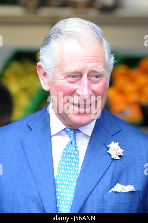 Prince Charles visits Oxford's covered market Stock Photo