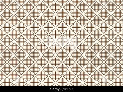 Rounded corner square, circle and line retro pattern on light yellow pastel color Stock Vector