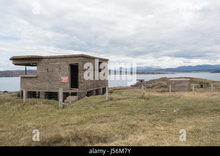 Cove Battery WWII WW2 lookouts at Rubha Nan Sasan, Loch Ewe, Wester Ross, Scotland, UK Stock Photo