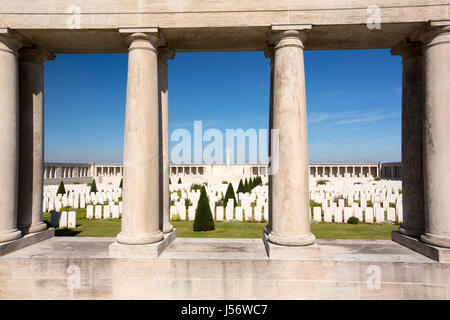 The Pozieres Cemetery in with British war dead from the Battle of the Somme, France. Stock Photo