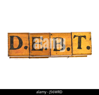 Vintage Alphabet Font Wooden Block Prints Stock Photo