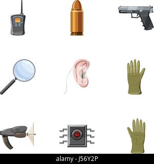 Scout icons set, cartoon style Stock Vector