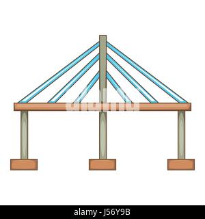 Cable stayed bridge icon, cartoon style Stock Vector