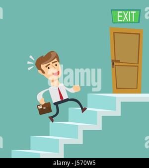 A young businessman going upstairs steadily Stock Vector