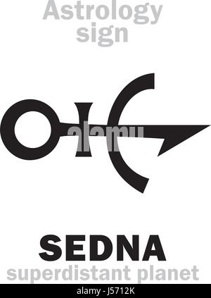 Astrology Alphabet: SEDNA, superdistant external dwarf planet. Hieroglyphics character sign (original single symbol). Stock Vector