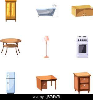 Home environment icons set, cartoon style Stock Vector