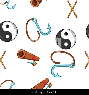 Ninja pattern, cartoon style Stock Vector
