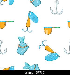 Hunting for fish pattern, cartoon style Stock Vector