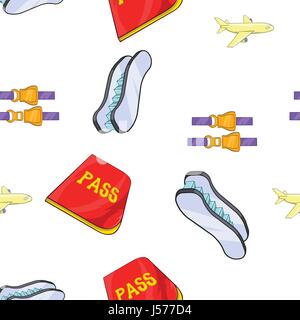 Airport check-in pattern, cartoon style Stock Vector