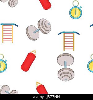 Gym pattern, cartoon style Stock Vector
