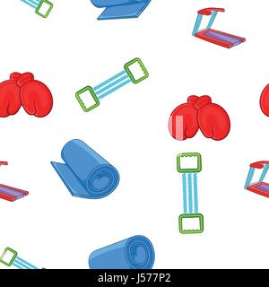 Classes in fitness room pattern, cartoon style Stock Vector