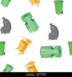 Trash pattern, cartoon style Stock Vector