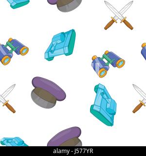 Army weapons pattern, cartoon style Stock Vector