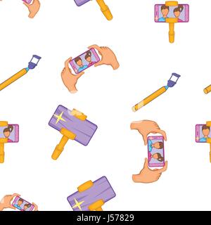 Selfie pattern, cartoon style Stock Vector