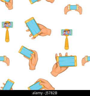 Photo on smartphone pattern, cartoon style Stock Vector