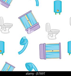 Equipment for bathroom pattern, cartoon style Stock Vector