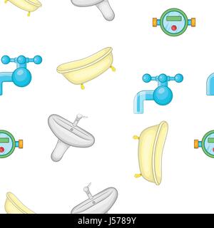 Sanitary appliances pattern, cartoon style Stock Vector