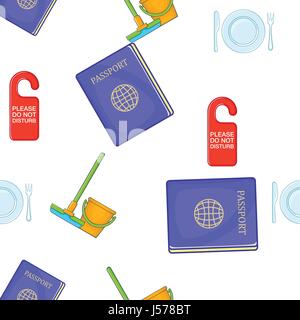 Hostel accommodation pattern, cartoon style Stock Vector