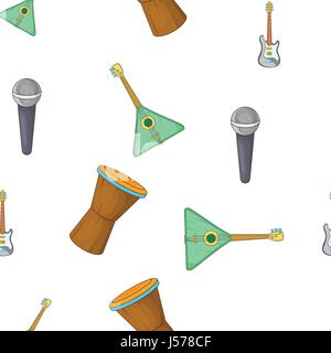 Tools for music pattern, cartoon style Stock Vector