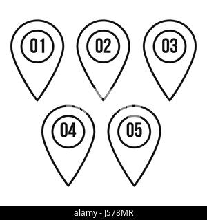 Numbered pin markers icon, outline style Stock Vector