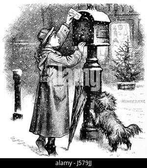 United States. 19th century. Christmas Post. Engraving by Thomas Stock Photo: 88951710 - Alamy