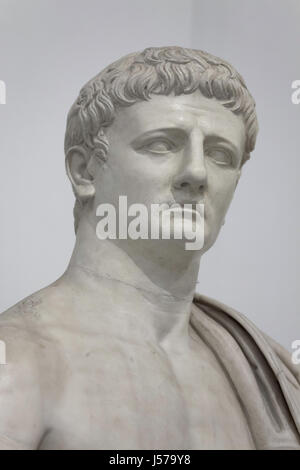Roman Emperor Claudius (ruled 37-54 AD). Colossal marble statue from the middle of the 1st century AD found in the Augusteum in Herculaneum on display in the National Archaeological Museum in Naples, Campania, Italy. Stock Photo