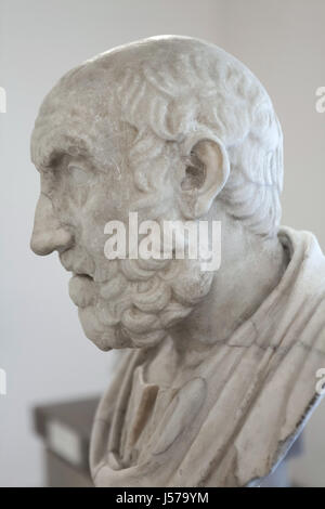 Statue of the ancient Greek physician Hippocrates at the Parnassus ...