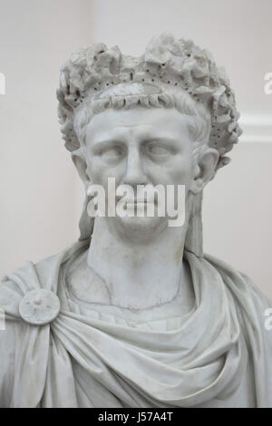 Roman Emperor Claudius (ruled 37-54 AD). Roman marble bust from circa 41-54 AD from the Farnese Collection on display in the National Archaeological Museum in Naples, Campania, Italy. Stock Photo