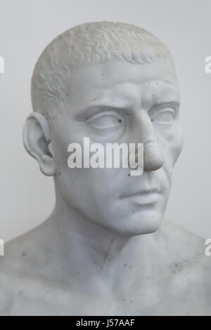 Marble bust of Roman orator Marcus Tullius Cicero (106 BC - 43 BC). Modern copy from the 18th century after a Roman original from the 1st century BC from the Farnese Collection on display in the National Archaeological Museum in Naples, Campania, Italy. Stock Photo
