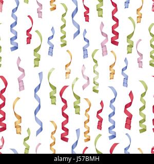 Curly golden paper ribbon seamless pattern on white background. Stock Vector