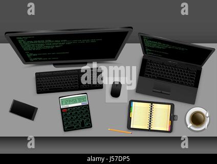 Employer workplace in office Stock Vector