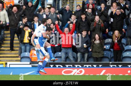 SCOTT DANN CELEBRATES BLACKBURN ROVERS V MANCHESTER EWOOD PARK BLACKBURN ENGLAND 04 January 2014 Stock Photo