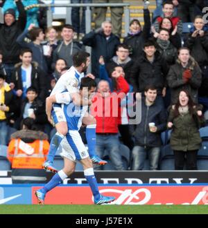 SCOTT DANN CELEBRATES BLACKBURN ROVERS V MANCHESTER EWOOD PARK BLACKBURN ENGLAND 04 January 2014 Stock Photo