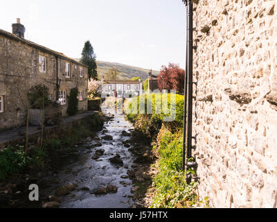 View along River Wharfe Kettlewell village Upper Wharfedale Yorkshire Dales National Park North Yorkshire Great Britain GB UK Stock Photo