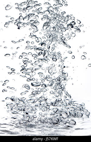 Abstract air bubbles in fresh water on white background Stock Photo