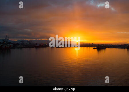 Cape Town, South Africa - January 26, 2016: Cape Town in South Africa. beautiful sunset by the ocean. Cape Town in South Africa. Stock Photo