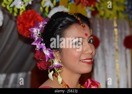 Bridal Portrait, Portrait of Bride, Traditional Assamese Wedding Ceremony, Indian Wedding, Wedding Photography Stock Photo